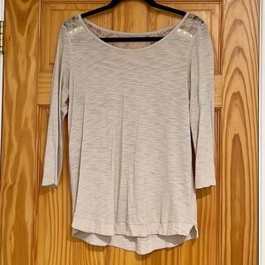 Express Blouse with Lace & Button Accent